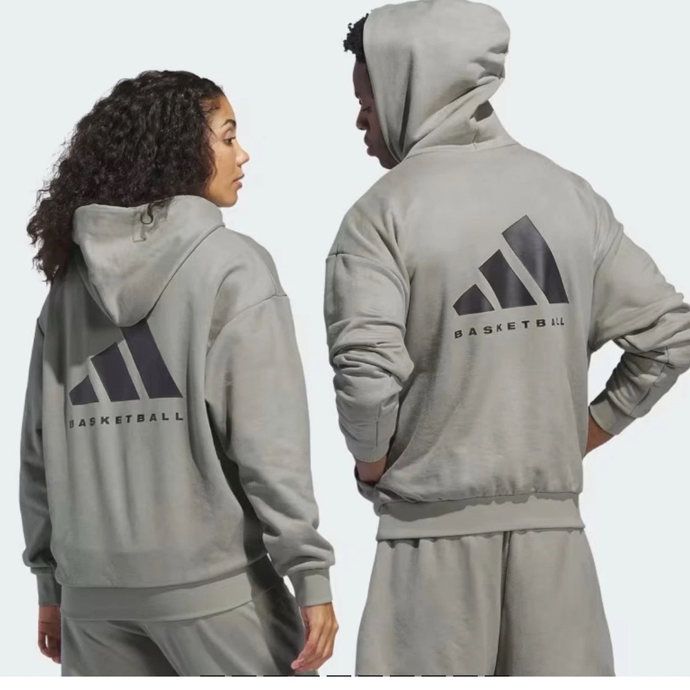ADIDAS BASKETBALL SUEDED HOODIE SESAME IN7707 UNISEX SIZE 2XS